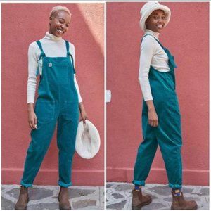 Lucy & Yak Teal Dungarees Corduroy Large Tall
